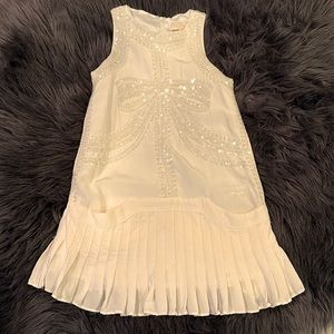 Roberto Cavalli Angels White Sequin Embellished Pleated Dress